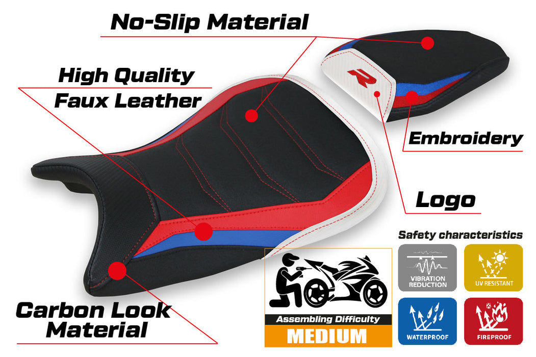 BMW S1000R 2021-2024 Seat Cover Tappezzeria Italia Ultragrip in HP White