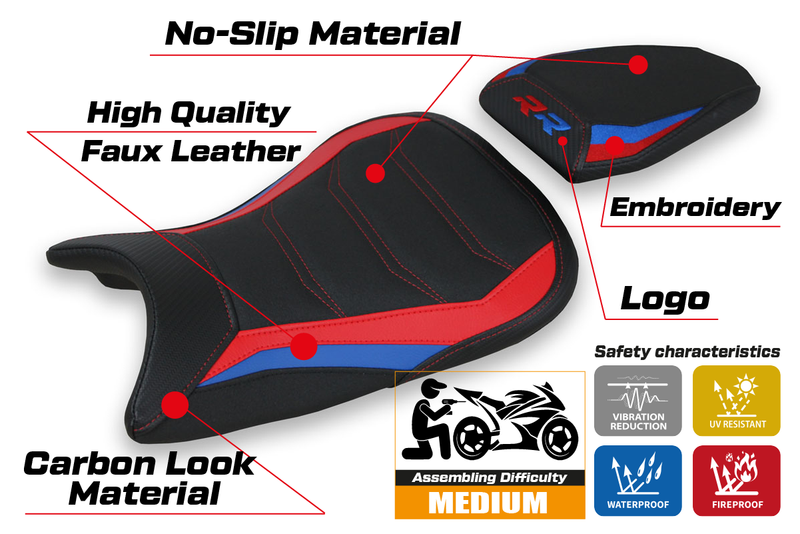 BMW S1000RR 2019-2024 Seat Cover Tappezzeria Italia Ultragrip in Black SE