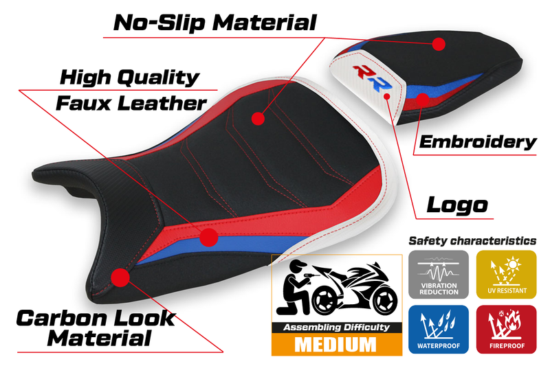 BMW S1000RR 2019-2024 Seat Cover Tappezzeria Italia Ultragrip in White SE