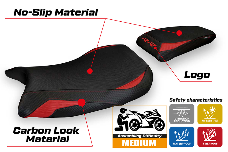BMW S1000RR M Sport 2019-2024 Seat Cover Tappezzeria Italia in Red and Black