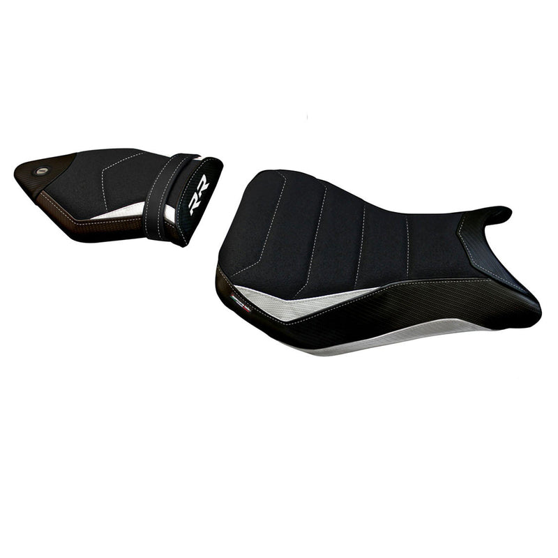 BMW S1000RR 2015-2018 Seat Cover Tappezzeria Italia Ultragrip in White and Black