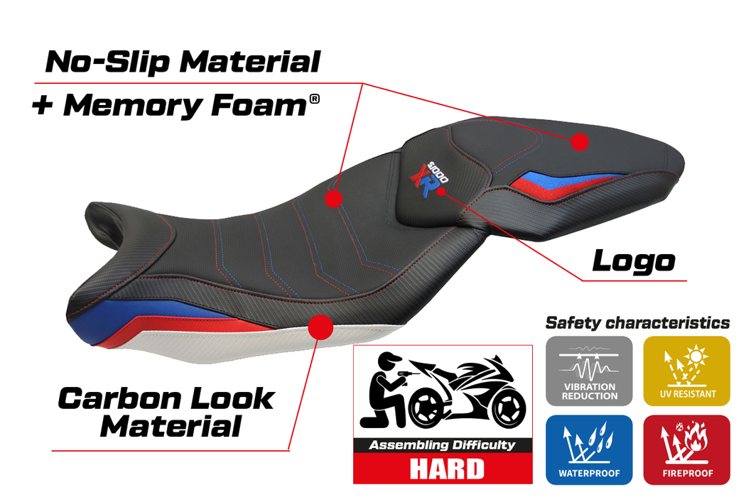 BMW S1000XR 2015-2019 Seat Cover Tappezzeria Italia Comfort in Red and Blue