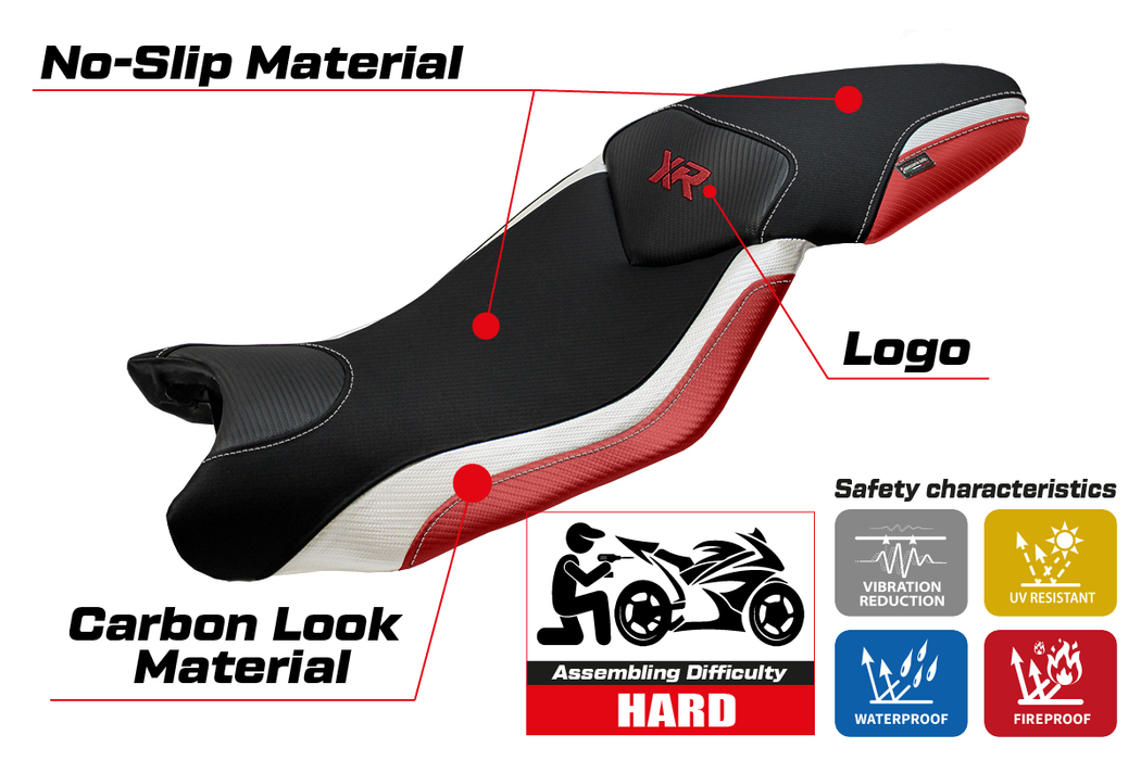 BMW S1000XR 2015-2019 Seat Cover Tappezzeria Italia in White, Red and Black