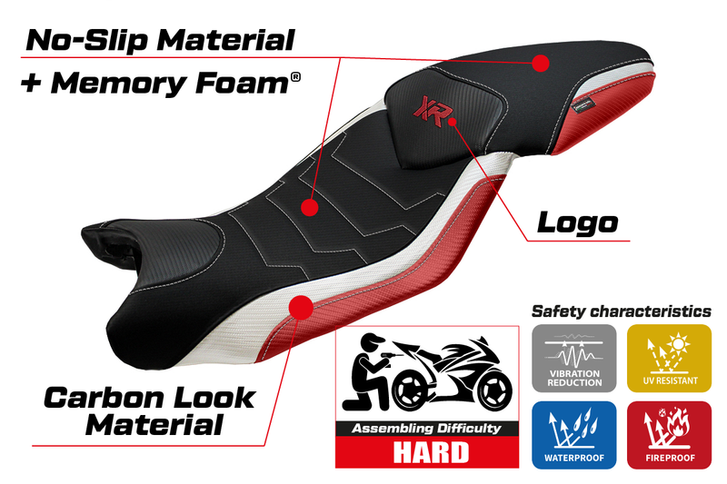 BMW S1000XR 2015-2019 Seat Cover Tappezzeria Italia Comfort in White and Red