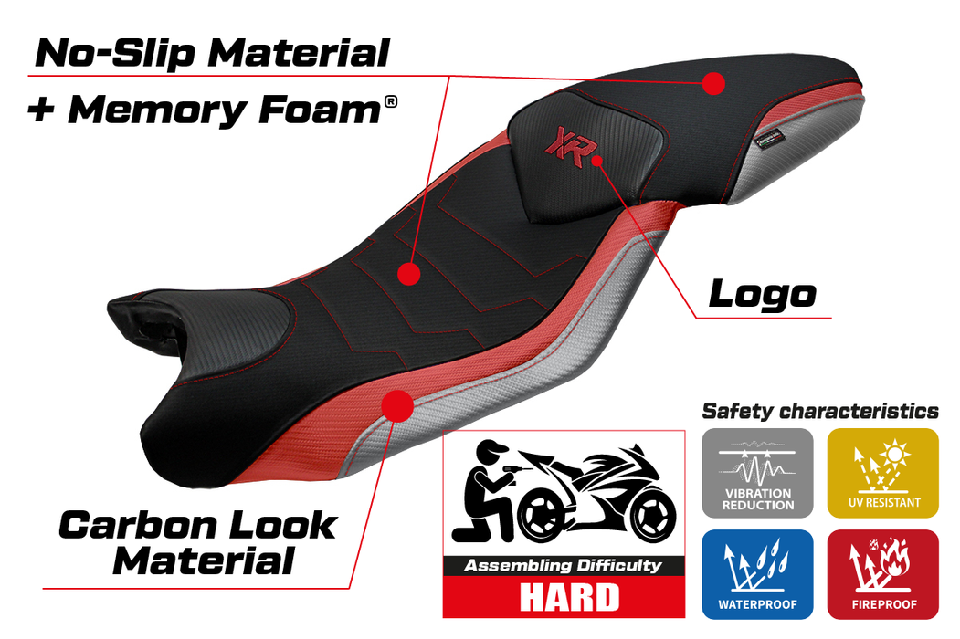 BMW S1000XR 2015-2019 Seat Cover Tappezzeria Italia Comfort in Red and Grey