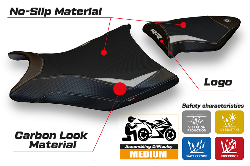 BMW S1000RR 2009-2011 Seat Cover Tappezzeria Italia in Silver and Black