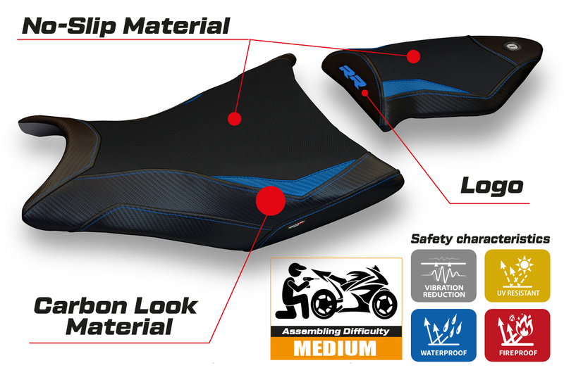 BMW S1000RR 2009-2011 Seat Cover Tappezzeria Italia in Blue and Black