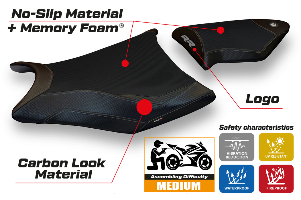 BMW S1000RR 2009-2011 Seat Cover Tappezzeria Italia Comfort in Black