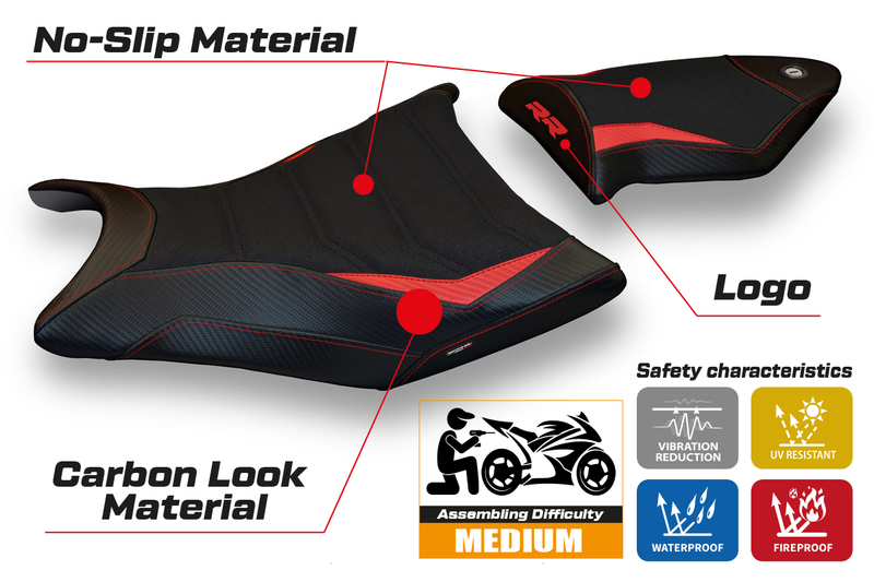 BMW S1000RR 2009-2011 Seat Cover Tappezzeria Italia Ultragrip in Red and Black