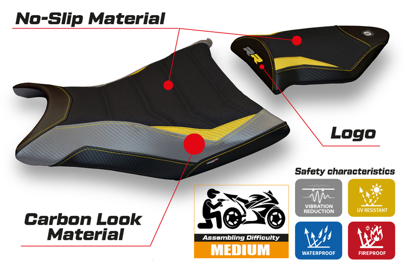 BMW S1000RR 2009-2011 Seat Cover Tappezzeria Italia Ultragrip in Yellow, Grey and Black