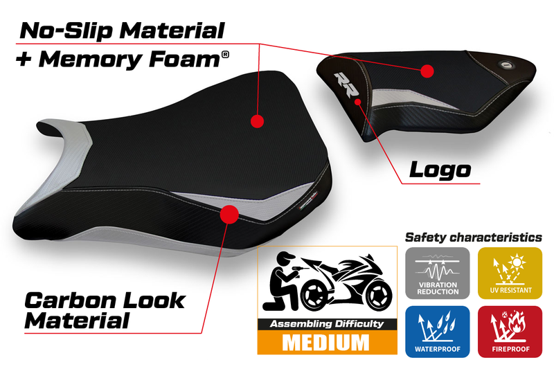 BMW S1000RR 2012-2014 Seat Cover Tappezzeria Italia Comfort in Silver and Black