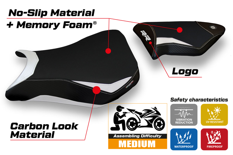 BMW S1000RR 2012-2014 Seat Cover Tappezzeria Italia Comfort in White and Black