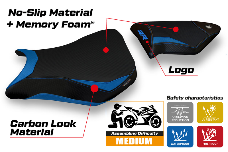 BMW S1000RR 2012-2014 Seat Cover Tappezzeria Italia Comfort in Blue and Black