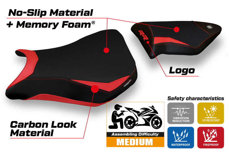 BMW S1000RR 2012-2014 Seat Cover Tappezzeria Italia Comfort in Red and Black