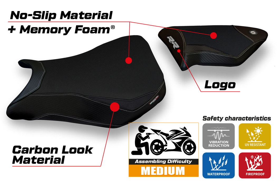 BMW S1000RR 2012-2014 Seat Cover Tappezzeria Italia Comfort in Black