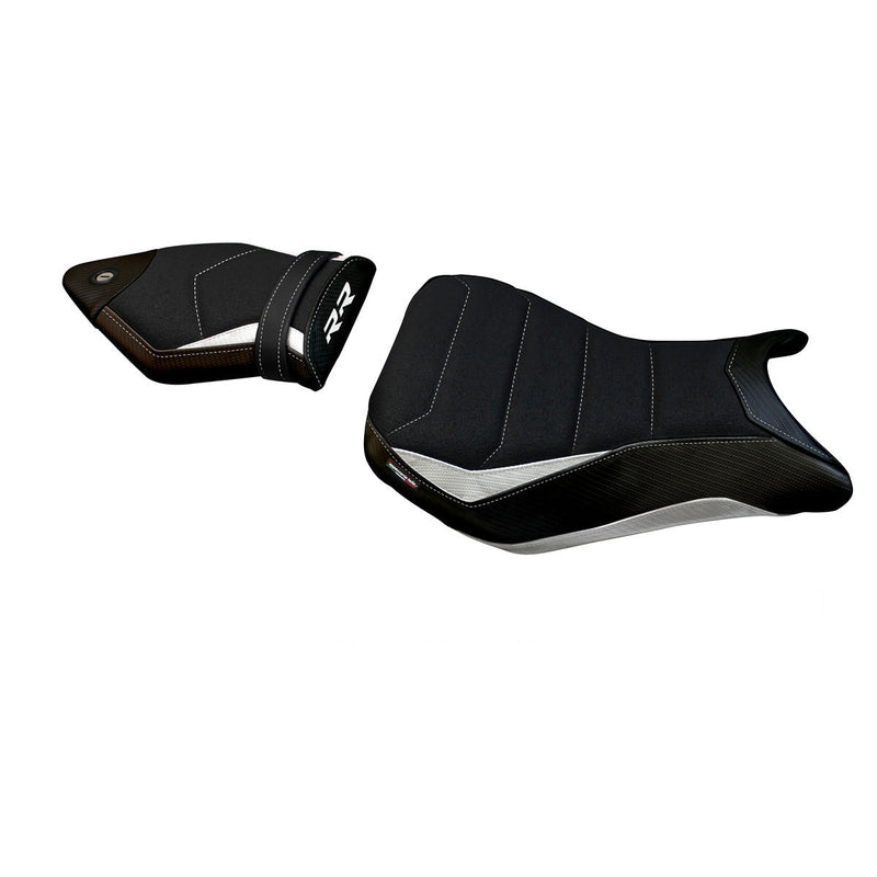 BMW S1000RR 2012-2014 Seat Cover Tappezzeria Italia Ultragrip in White and Black