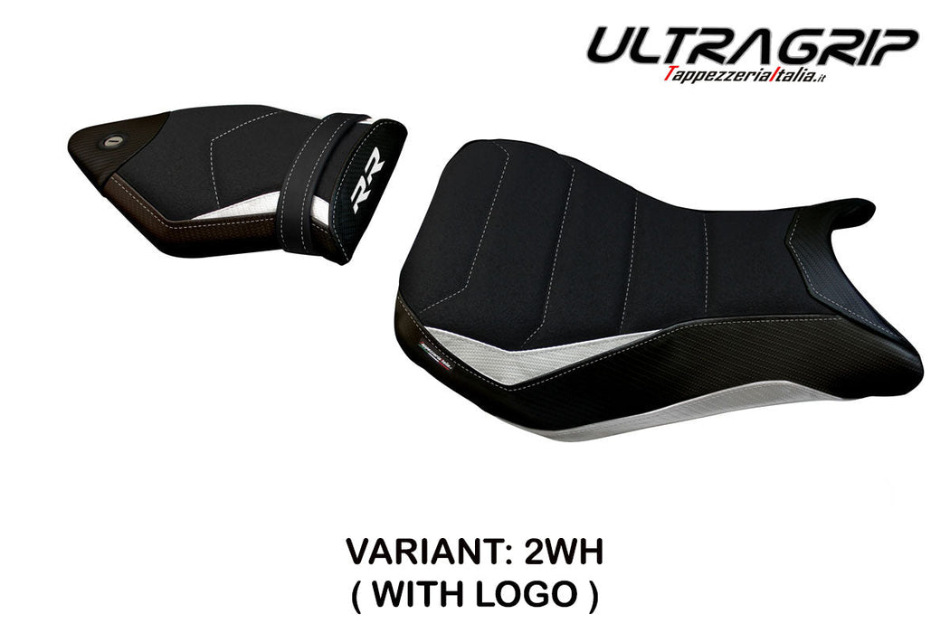 BMW S1000RR 2012-2014 Seat Cover Tappezzeria Italia Ultragrip in White and Black