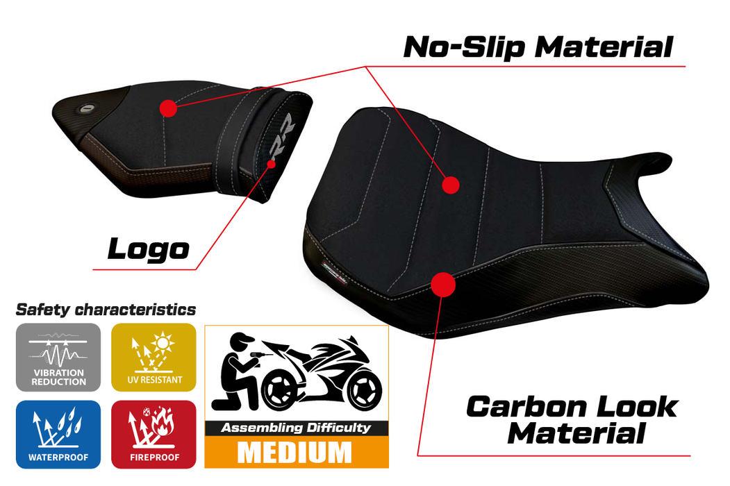 BMW S1000RR 2012-2014 Seat Cover Tappezzeria Italia Ultragrip in Black