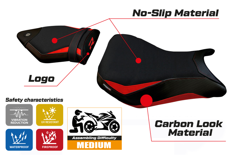 BMW S1000R 2014-2020 Seat Cover Tappezzeria Italia in Red and Black