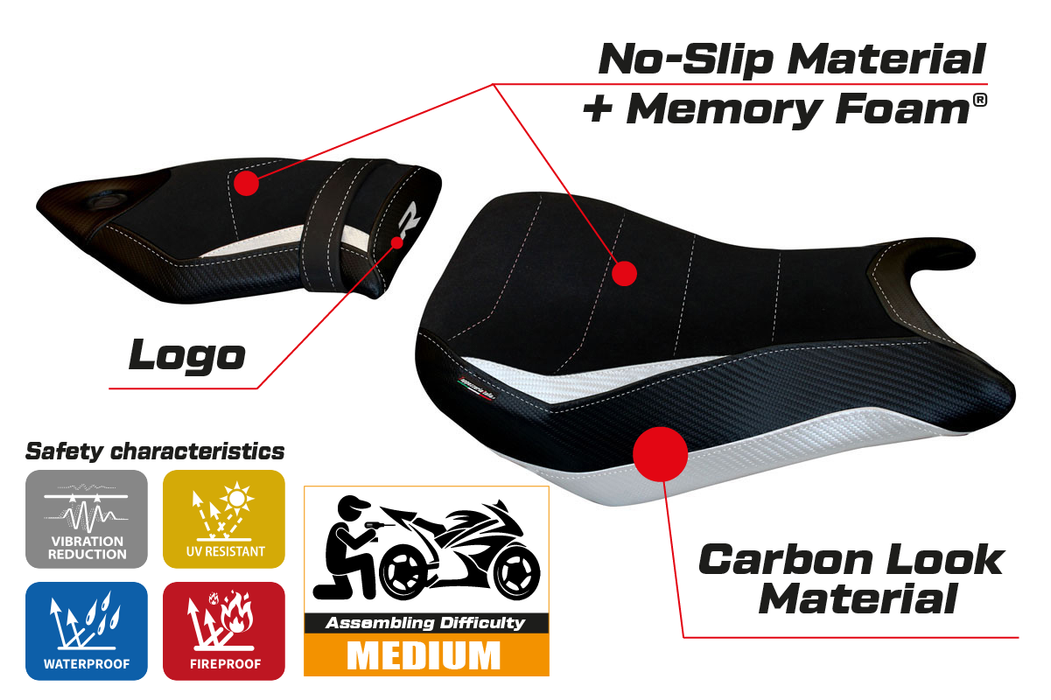 BMW S1000R 2014-2020 Seat Cover Tappezzeria Italia Comfort in White and Black