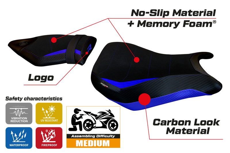 BMW S1000R 2014-2020 Seat Cover Tappezzeria Italia Comfort in Blue and Black