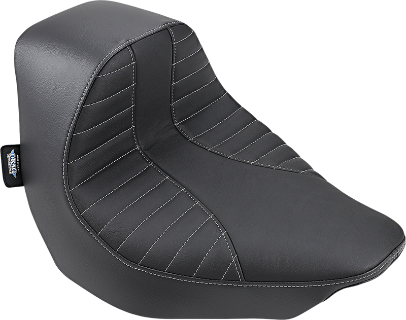 DRAG SPECIALTIES EZ-Solo Seat - Scorpion Stitch - Silver Thread - Vinyl - FLFB/S '18-'22 ACT EZ-ON MOUNT STYLE 0802-1186