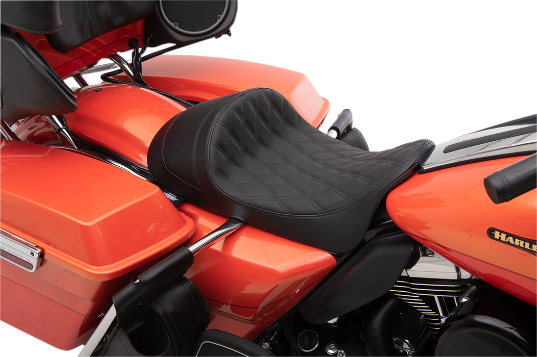 DRAG SPECIALTIES Forward Low Solo Seat - Diamond - Black - FL '08-'22 0801-1252