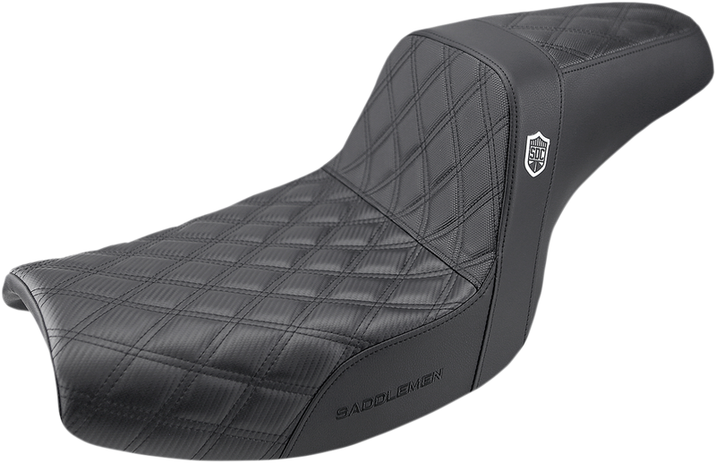 SADDLEMEN Seat - Pro Series SDC Performance Without Backrest - Full Lattice Stitch/Lumbar Gripper - Black SC88209DB