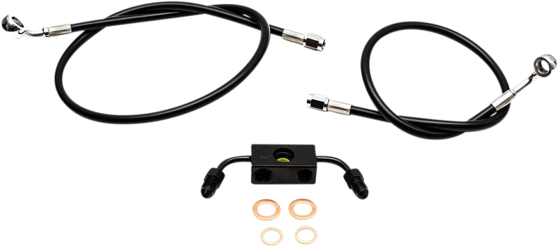 LA CHOPPERS Brake Line - 15" - 17" Ape Hanger Handlebars - Black LA-8231B16B