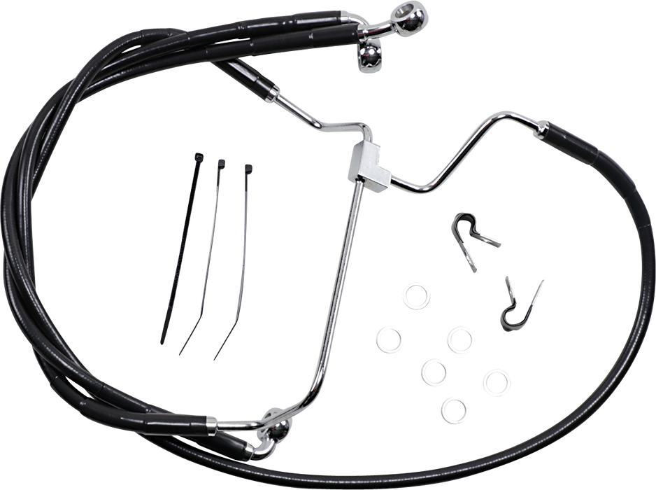 DRAG SPECIALTIES Brake Line - Front - Black - +6" 614085-6BLK