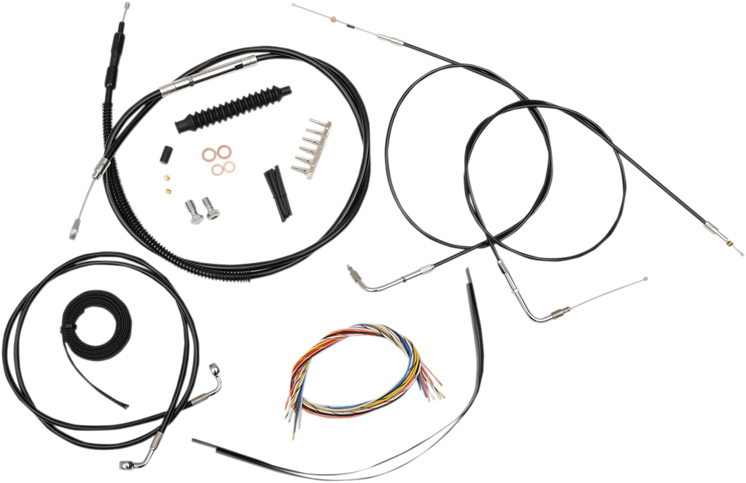 LA CHOPPERS Handlebar Cable/Brake Line Kit - Complete - 15" - 17" Ape Hanger Handlebars - Black Vinyl LA-8210KT2B-16B