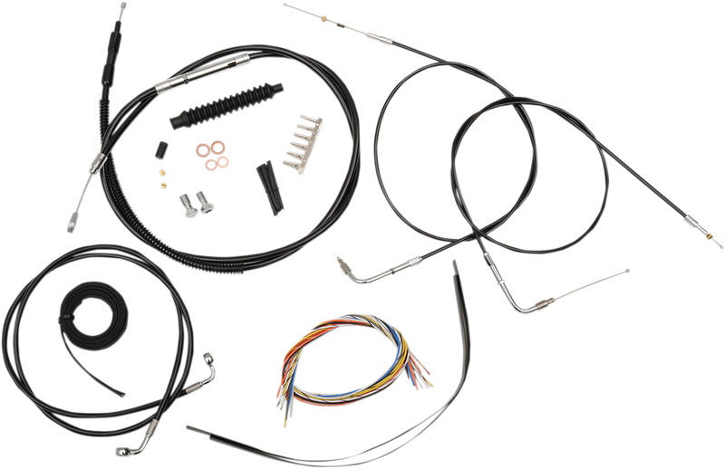 LA CHOPPERS Handlebar Cable/Brake Line Kit - Complete - 12" - 14" Ape Hanger Handlebars - Black Vinyl LA-8320KT2B-13B