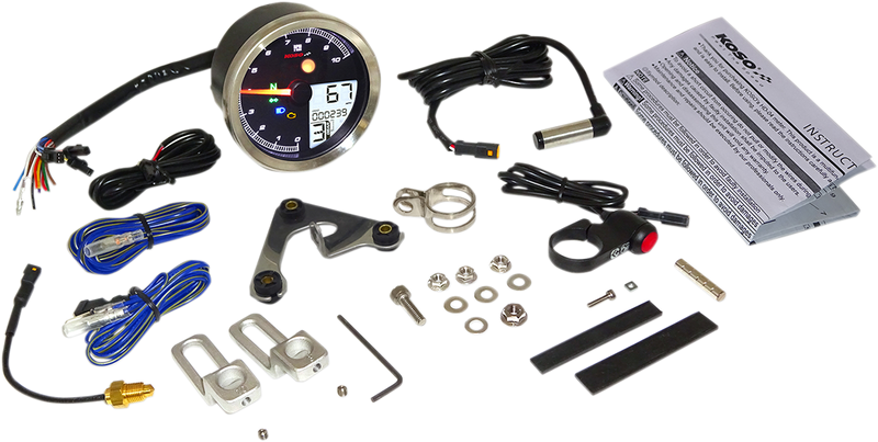 KOSO NORTH AMERICA TNT-04 Multi-Function Meter - Silver Bezel - 3.30" Diameter x 2.19" D BA051401