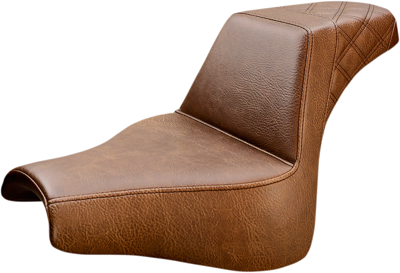 SADDLEMEN Step-Up Seat - Rear Lattice Stitch - Brown - FXFB 818-28-173BR