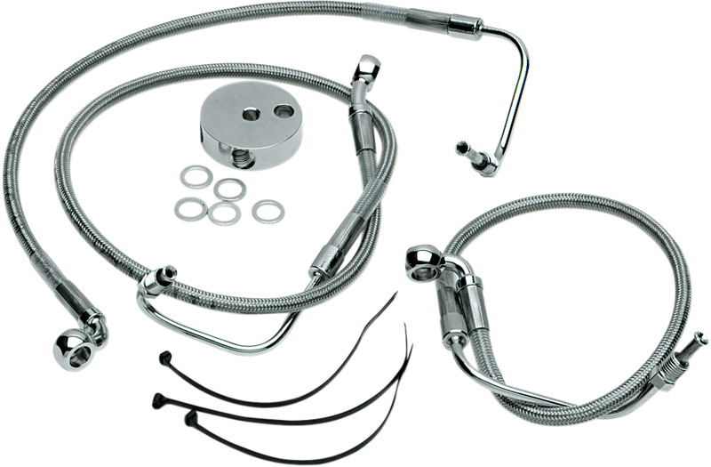 DRAG SPECIALTIES Brake Line - Front (Lower/Upper) - Stainless Steel LENGTH S/B 16"/25 1/2" 640410