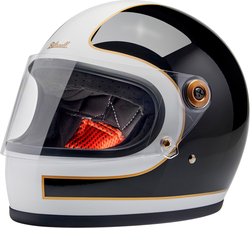 BILTWELL Gringo S Helmet - Gloss White/Black Tracker - Large 1003-566-504