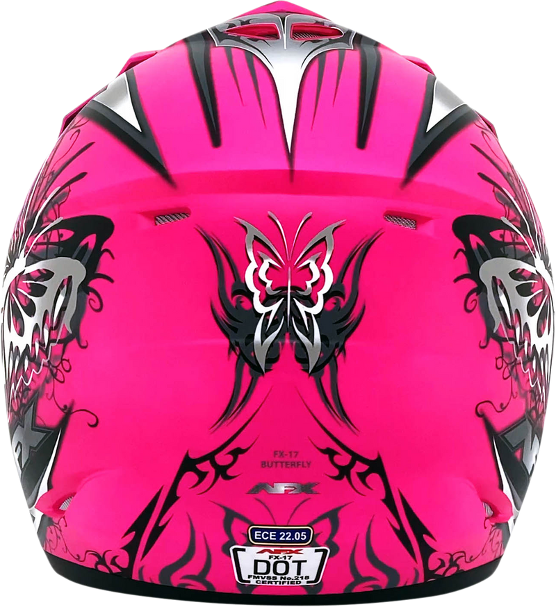 AFX Fx-17 Motorcycle Helmet - Butterfly - Matte Hot Pink - Small 0110-7107
