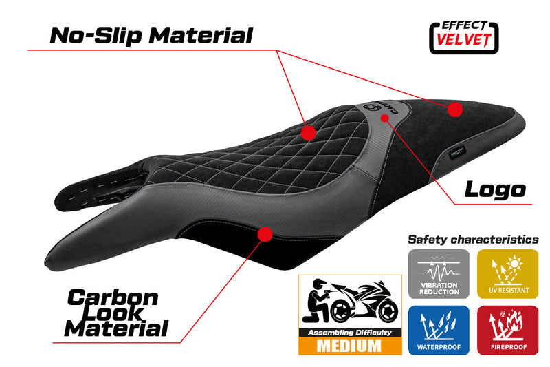 Cagiva Raptor 650-1000 2000-2007 Seat Cover Tappezzeria Italia in Grey and Black