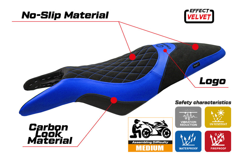 Cagiva Raptor 650-1000 2000-2007 Seat Cover Tappezzeria Italia in Blue and Black