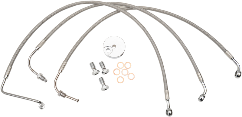 LA CHOPPERS Brake Lines - 15" - 17" Ape Hanger Handlebars - Stainless Steel LA-8006B16