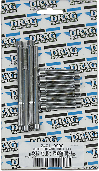 DRAG SPECIALTIES Outer Primary Smooth Bolt Kit - Chrome - M8 MK787S
