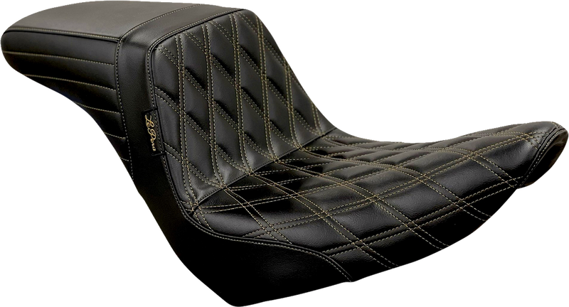 LE PERA Kickflip Seat - Diamond w/Chestnut Stitching - Black - Softail '18-'22 LYR-590DD-CHET