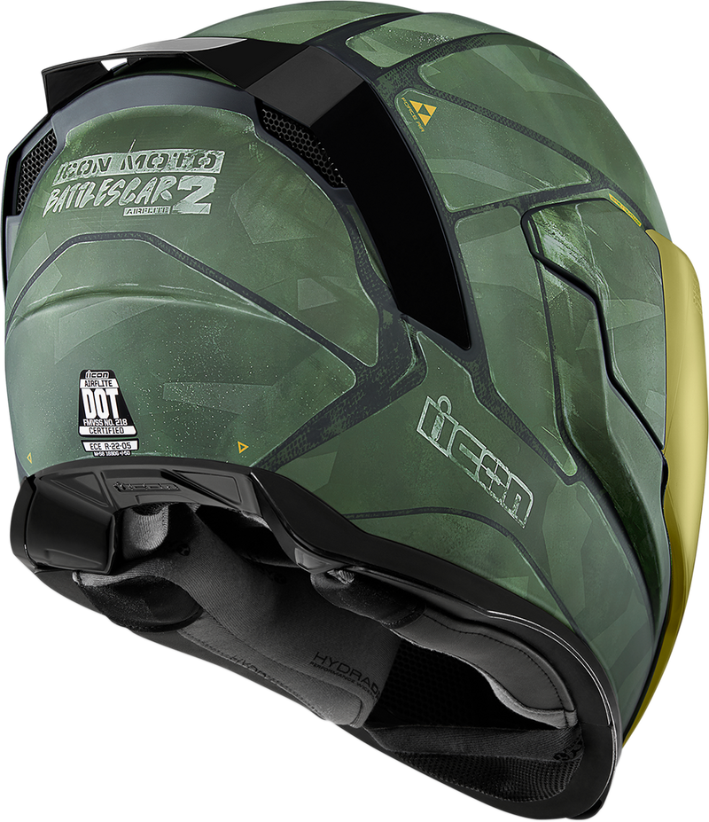 ICON Airflite™ Motorcycle Helmet - Battlescar 2 - Green - Medium 0101-11270