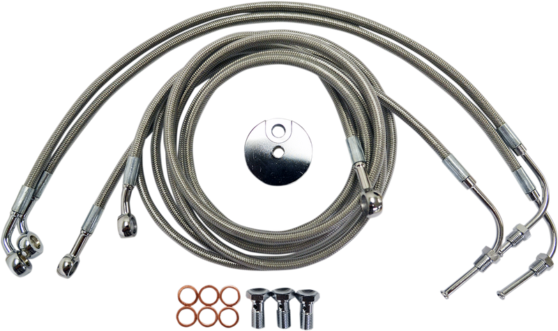 LA CHOPPERS Brake Lines - 12" - 14" Ape Hanger Handlebars - Stainless Steel LA-8050B13