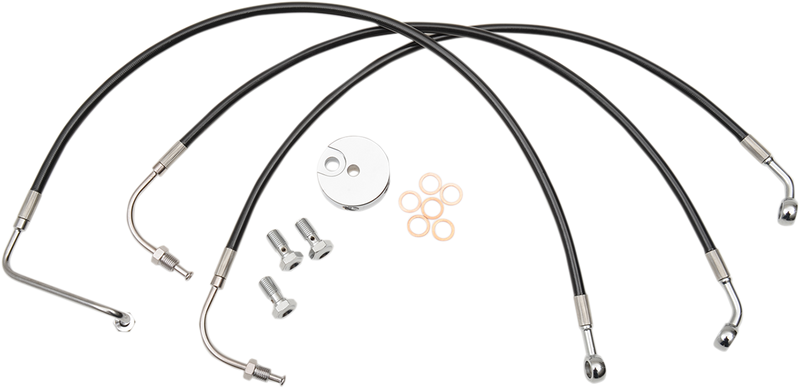LA CHOPPERS Brake Line - 18" - 20" Ape Hanger Handlebars - Black LA-8005B19B