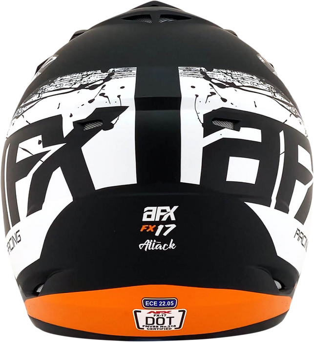 AFX FX-17Y Motorcycle Helmet - Attack - Matte Black/Orange - Large 0111-1407
