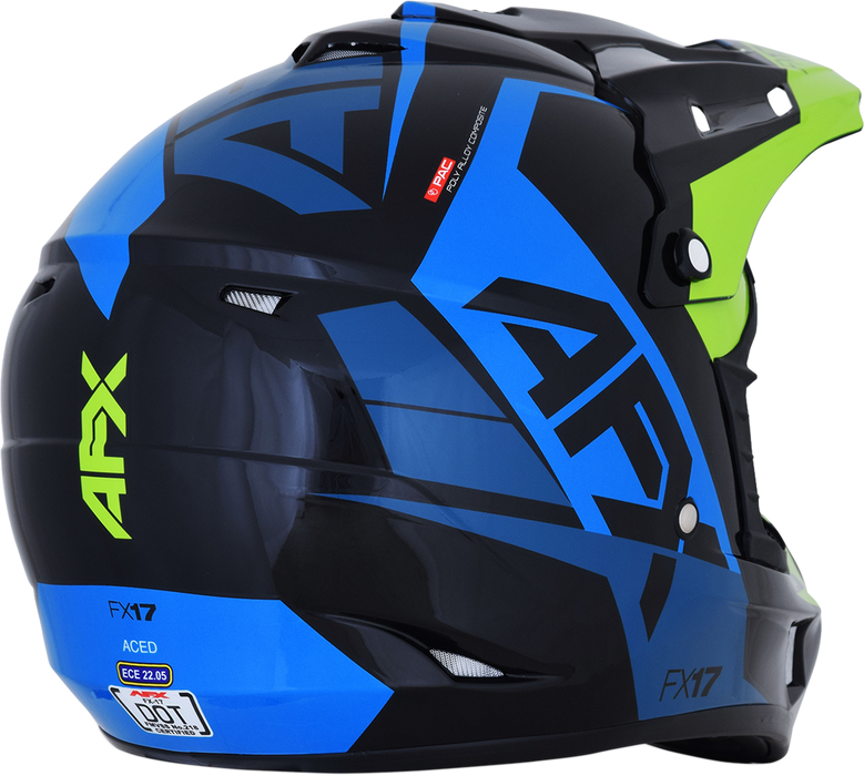 AFX FX-17 Motorcycle Helmet - Aced - Blue/Lime - XL 0110-6502