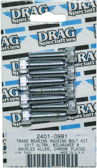 DRAG SPECIALTIES Transmission Bearing Knurled Bolt Kit - Chrome - M8 MK783