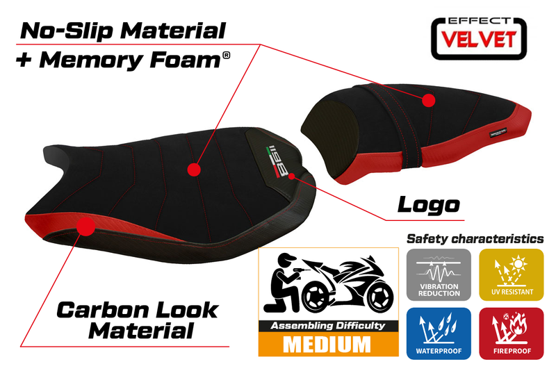 Ducati 1198 2007-2013 Seat Cover Tappezzeria Italia Comfort in Red and Black