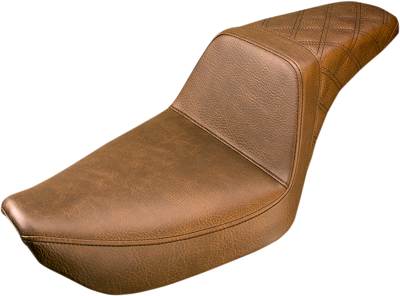 SADDLEMEN Step Up Seat - Rear Lattice Stitched - Brown - Dyna 896-04-173BR